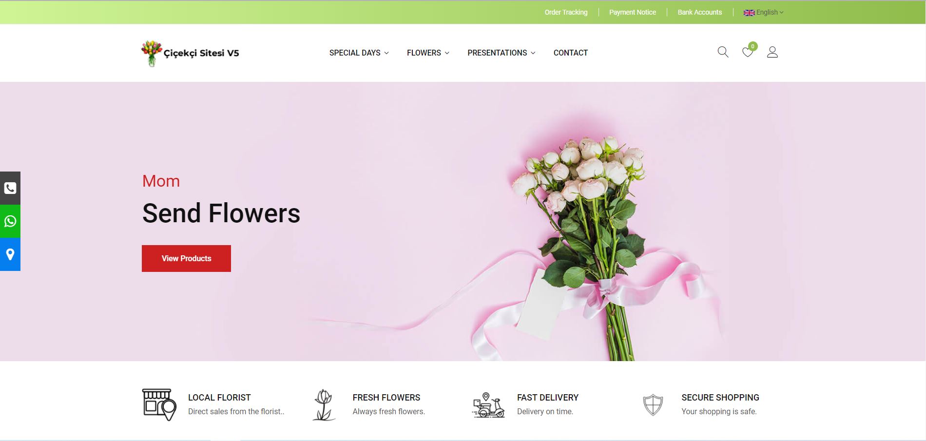 Çok dilli çiçekçi sitesi, Yabancı dilli çiçekçi sitesi